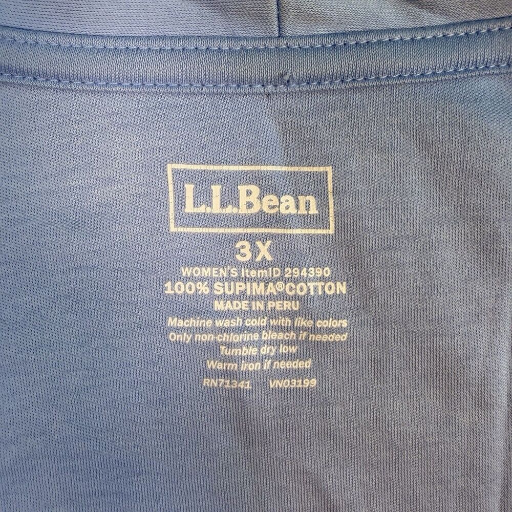 LL Bean Blue Supima Cotton Modal Open Front Roll Tab Cardigan 3X Athleisure - Picture 5 of 7